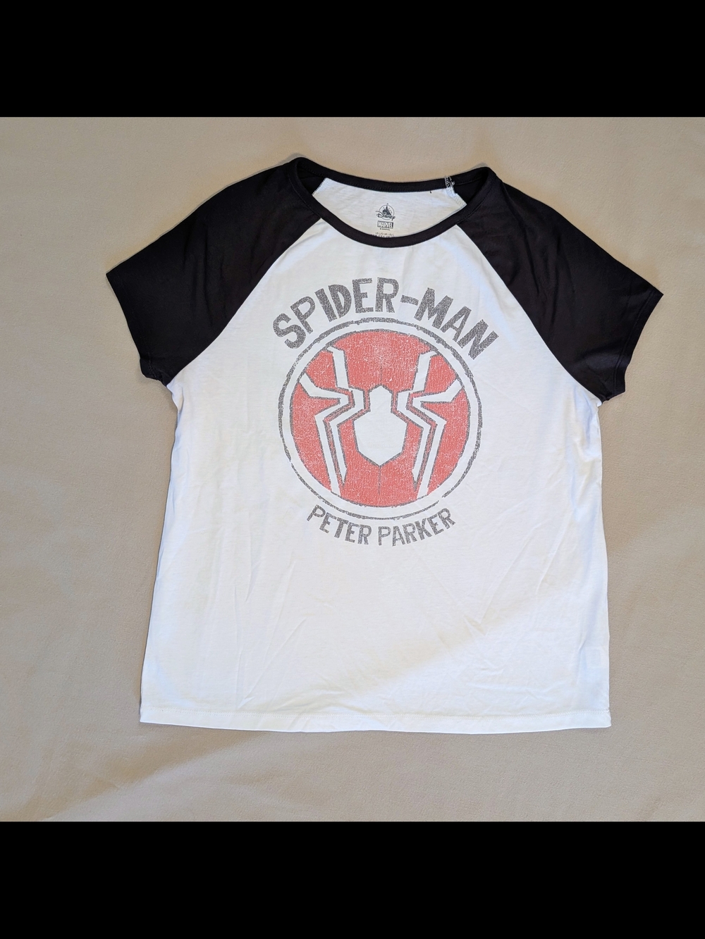 Marvel Spider-Man Peter Parker Women's Raglan Top | NWOT | Lg